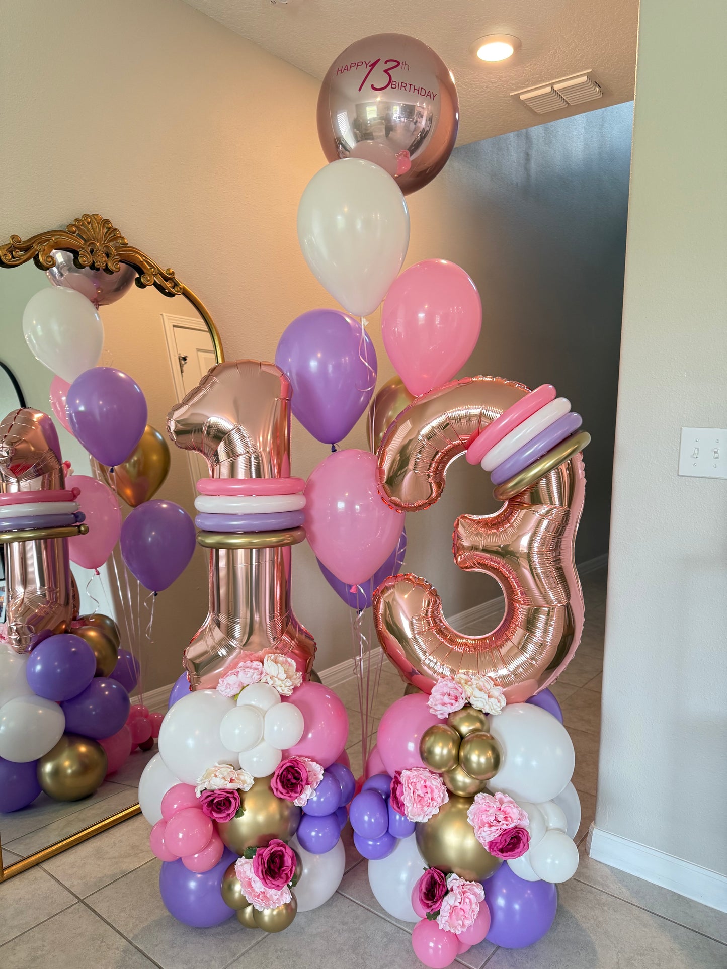 Flowery Birthday Balloon Bouquet