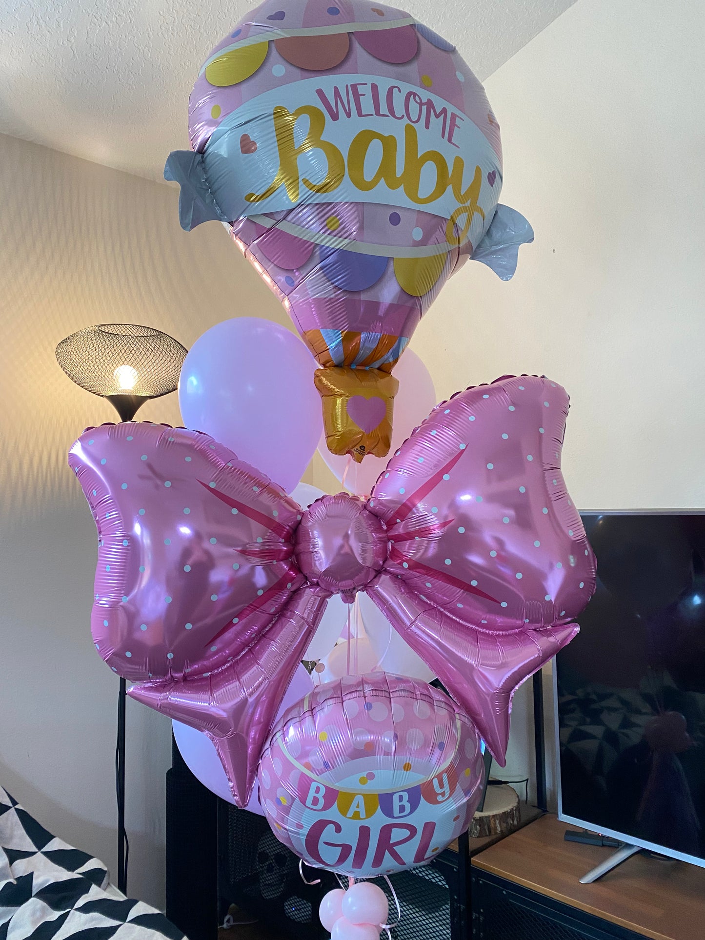 Welcoming Baby Girl Balloon Bunch