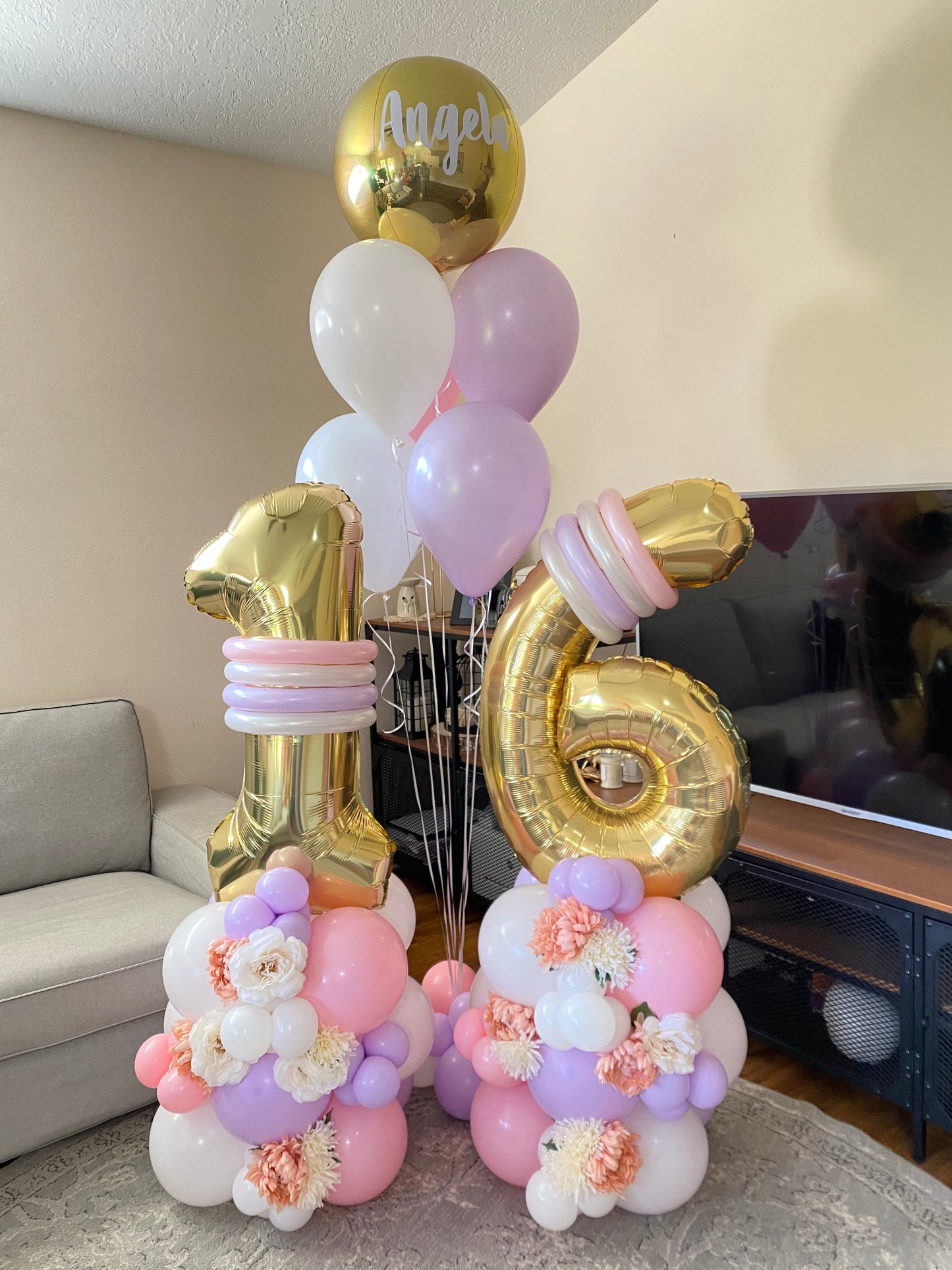 Flowery Birthday Balloon Bouquet