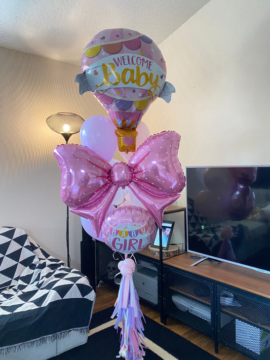 Welcoming Baby Girl Balloon Bunch