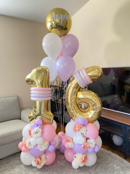 Flowery Birthday Balloon Bouquet