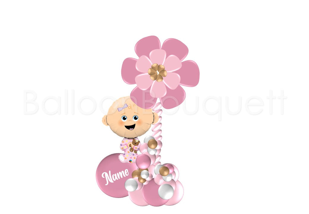 Welcome Baby Girl Flower Column